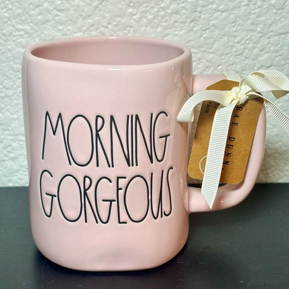 Rae Dunn MORNING GORGEOUS Pink Coffee Tea Mug NEW
